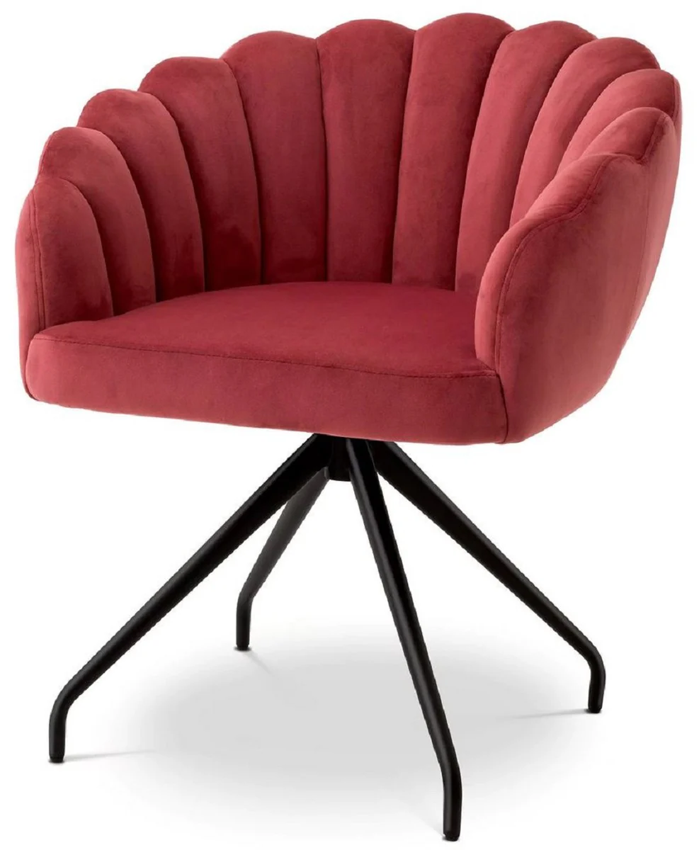Luxury dining room chair red / black 65.5 x 64 x H. 78.5 cm - swivel chair with elegant velvet fabric - dining room furniture - luxury furniture - luxury furnishings - dining room furnishings
