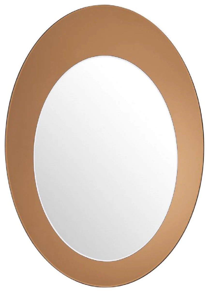 Luxus Spiegel Bernsteinfarben 63 x 2,5 x H. 90 cm - Ovaler Wandspiegel - Garderoben Spiegel - Wohnzimmer Spiegel - Luxus Deko Accessoires