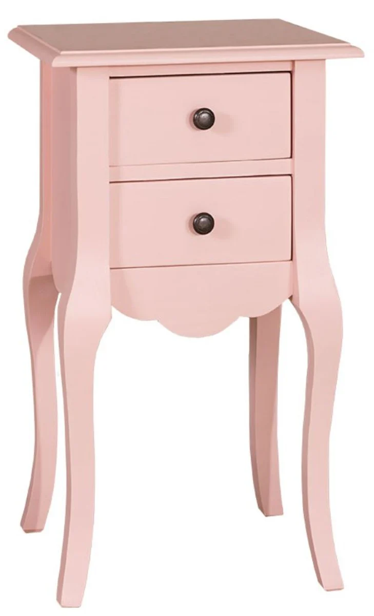 Country house style bedside table pink 40 x 34 x H. 70 cm - Small bedroom chest of drawers with 2 drawers