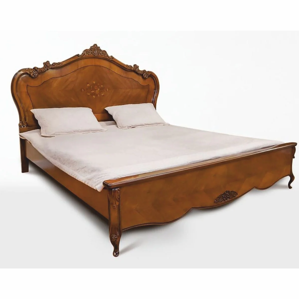 Luxury Baroque Double Bed Brown - Handmade Baroque Style Bedroom Furniture