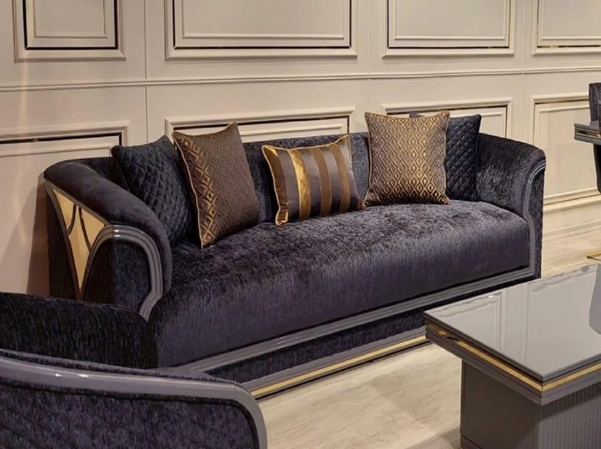 Luxury Art Deco Sofa Purple / Gray / Gold - Living Room Sofa - Hotel Sofa - Luxury Art Deco Living Room & Hotel Furniture