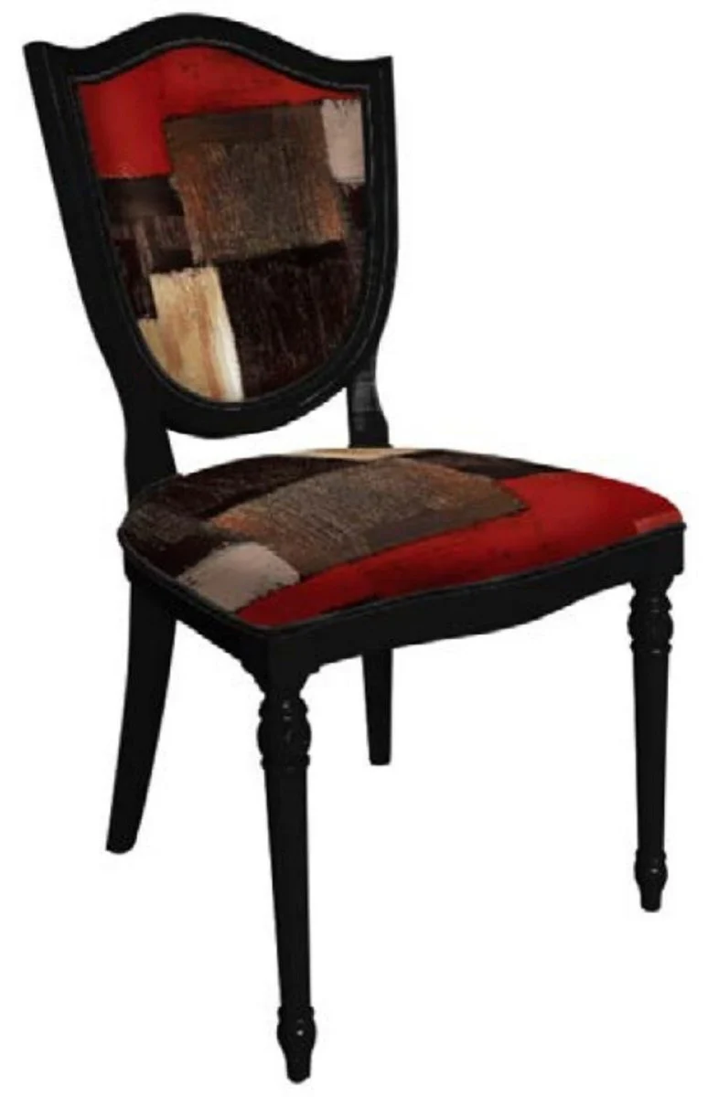 Art Deco Dining Room Chair Multicolored / Black - Elegant Solid Wood Chair - Art Deco Dining Room Furniture