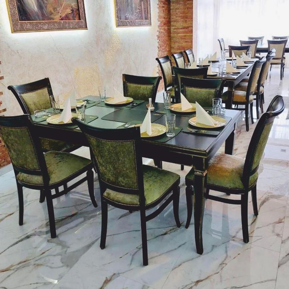 Luxury Baroque Dining Room Set Black / Gold - Baroque Dining Room Furniture