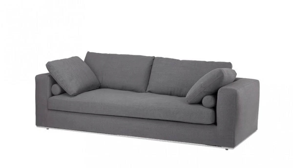Luxury sofa dark gray with polished steel base - Luxury collection