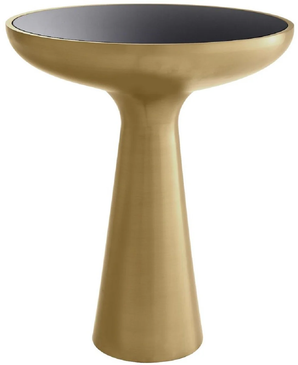 Luxury side table brass / black Ø 50 x H. 60 cm - Round stainless steel table with glass top - Living room furniture