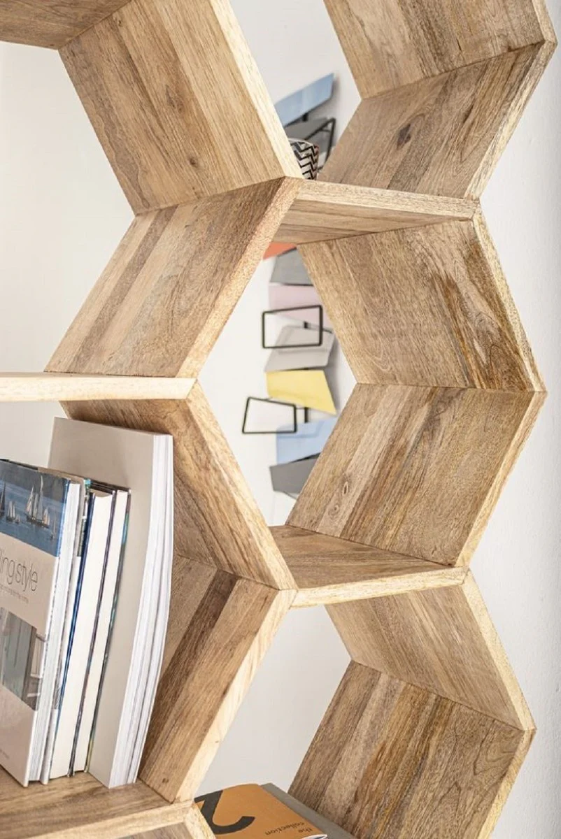 Luxury bookcase brown / black 100 x 30 x H. 186 cm - solid wood cabinet - shelf cabinet - living room furniture - office furniture - luxury furniture