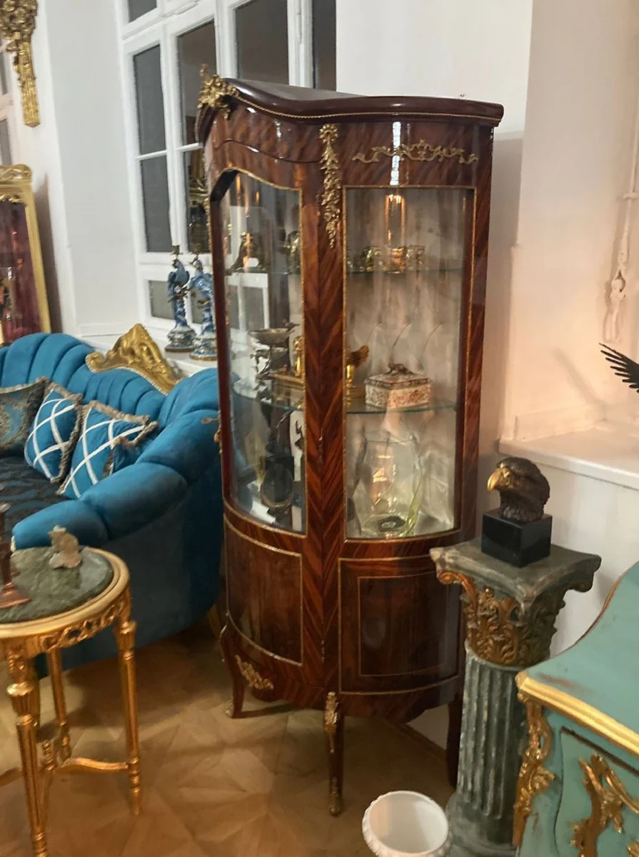 Baroque display cabinet brown / gold - handmade solid wood antique style display cabinet with glass door - antique style furniture - baroque furniture - living room furniture in baroque style - noble and magnificent