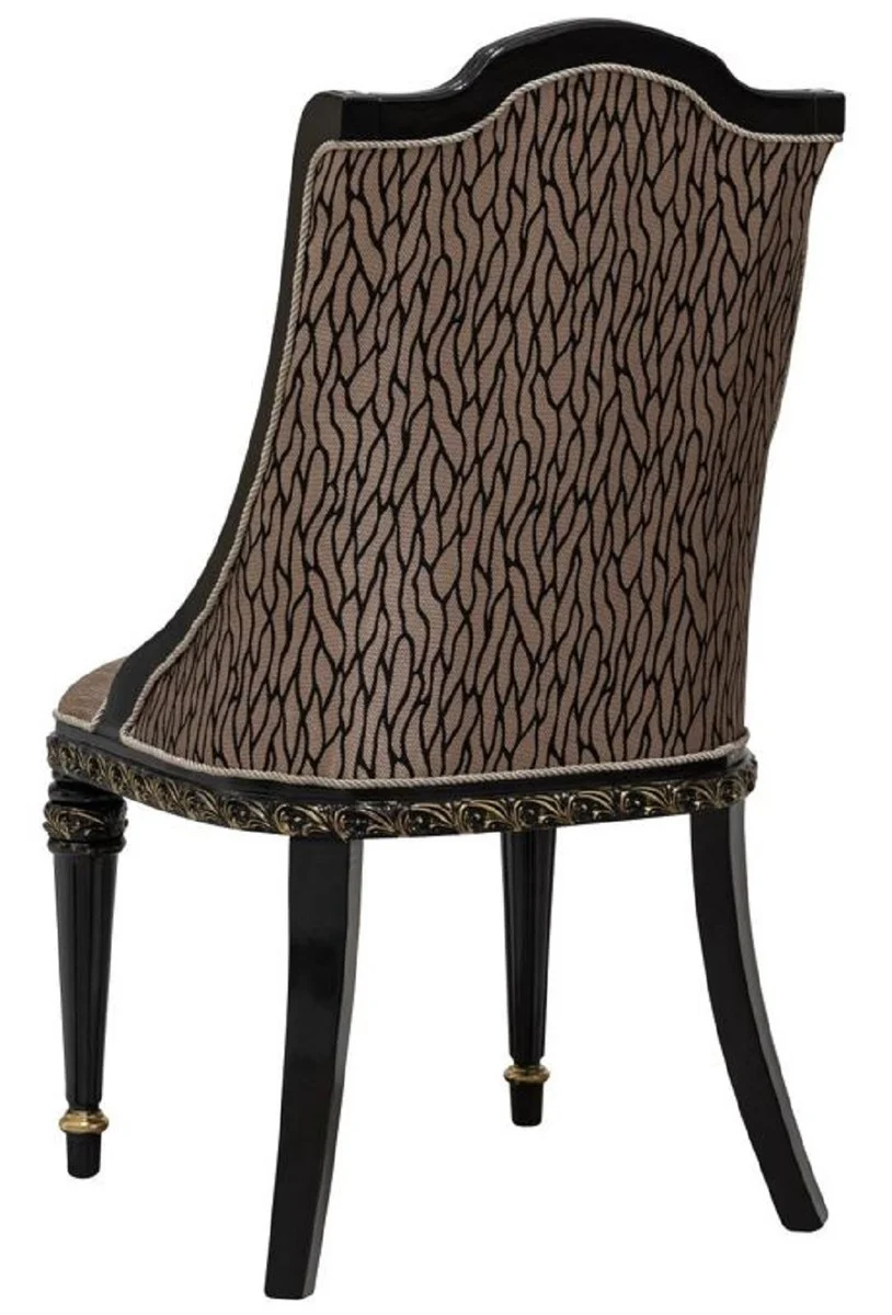 Luxury Baroque Dining Room Chair Set of 6 Silver / Black / Gold - Magnificent Baroque Style Kitchen Chairs - Luxury Baroque Style Dining Room Furniture - Baroque Dining Room Furniture - Baroque Style Furniture