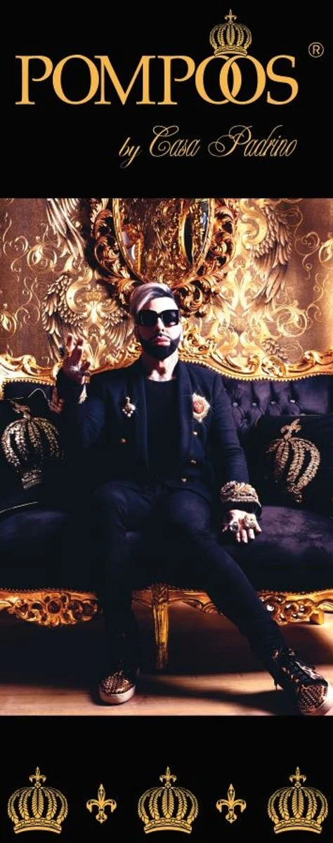 Pompöös by Luxus Ballon Baroque Armchair Isabelle Bordeaux / Black with Glittering Crown - Pompöös Baroque Armchair designed by Harald Glööckler