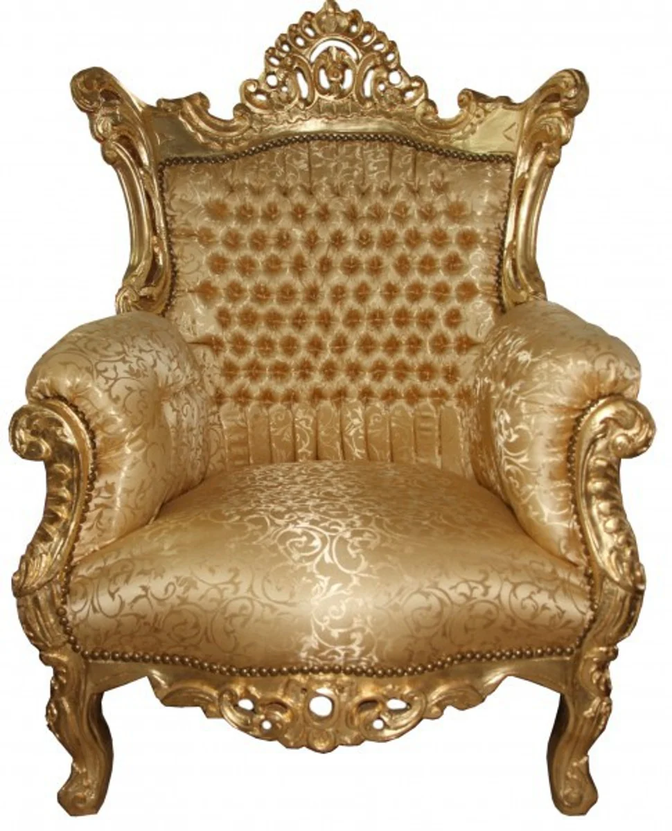 Barock Sessel Al Capone Mod 2 Gold Muster / Gold Möbel Antik Stil