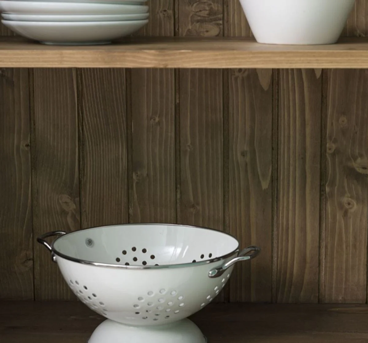 Country house style kitchen cabinet white / brown 179 x 47 x H. 225 cm - solid wood kitchen cabinet with 4 doors and 3 drawers - country house style kitchen furniture