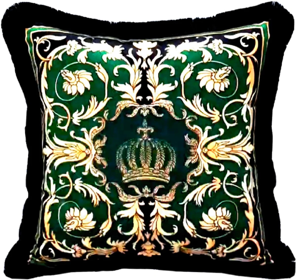 Harald Glööckler luxury decorative cushion Pompöös by green / black / gold 50 x 50 cm - Glööckler cushion with glitter stones