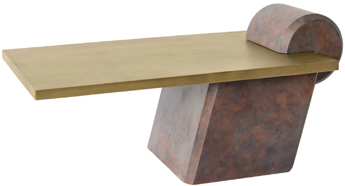 Designer coffee table brass / antique copper 115 x 60 x H. 53 cm - living room table made of fiberglass reinforced concrete - luxury quality