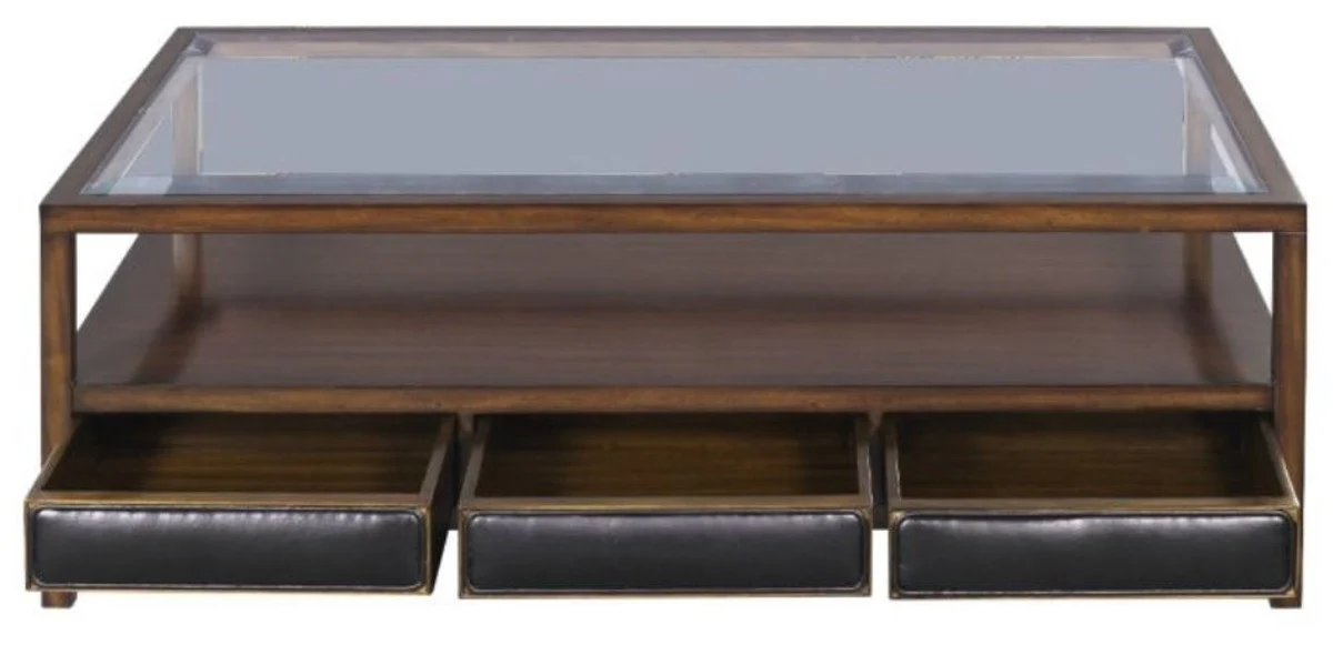Luxury coffee table brown / black 120 x 80 x H. 41 cm - mahogany living room table with 3 drawers