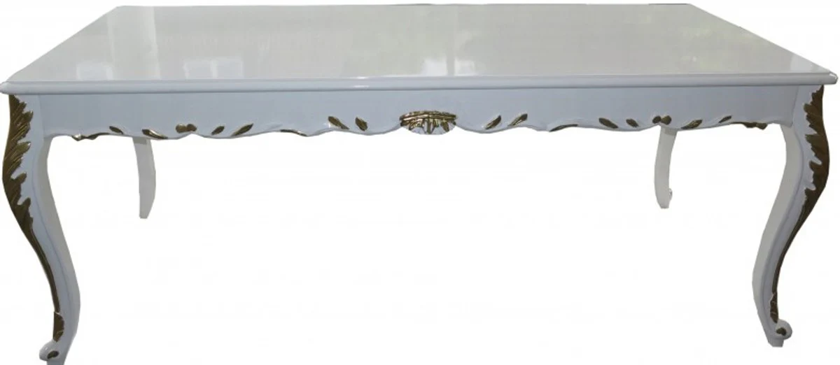 Baroque dining table white high gloss / gold - dining room table - all sizes