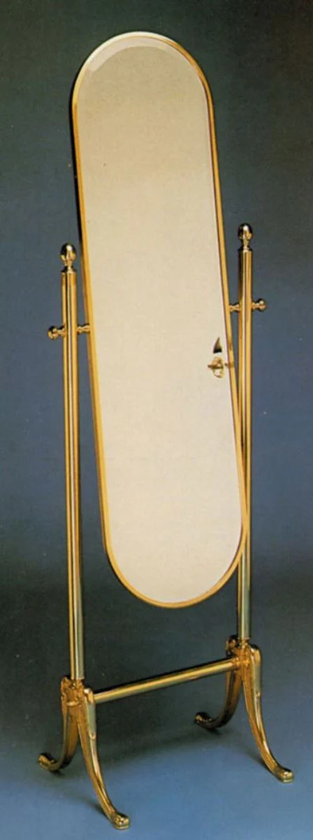 Luxury baroque standing mirror gold 51 x 40 x H. 162 cm - noble brass mirror - bathroom mirror - bedroom mirror - baroque furniture - luxury quality