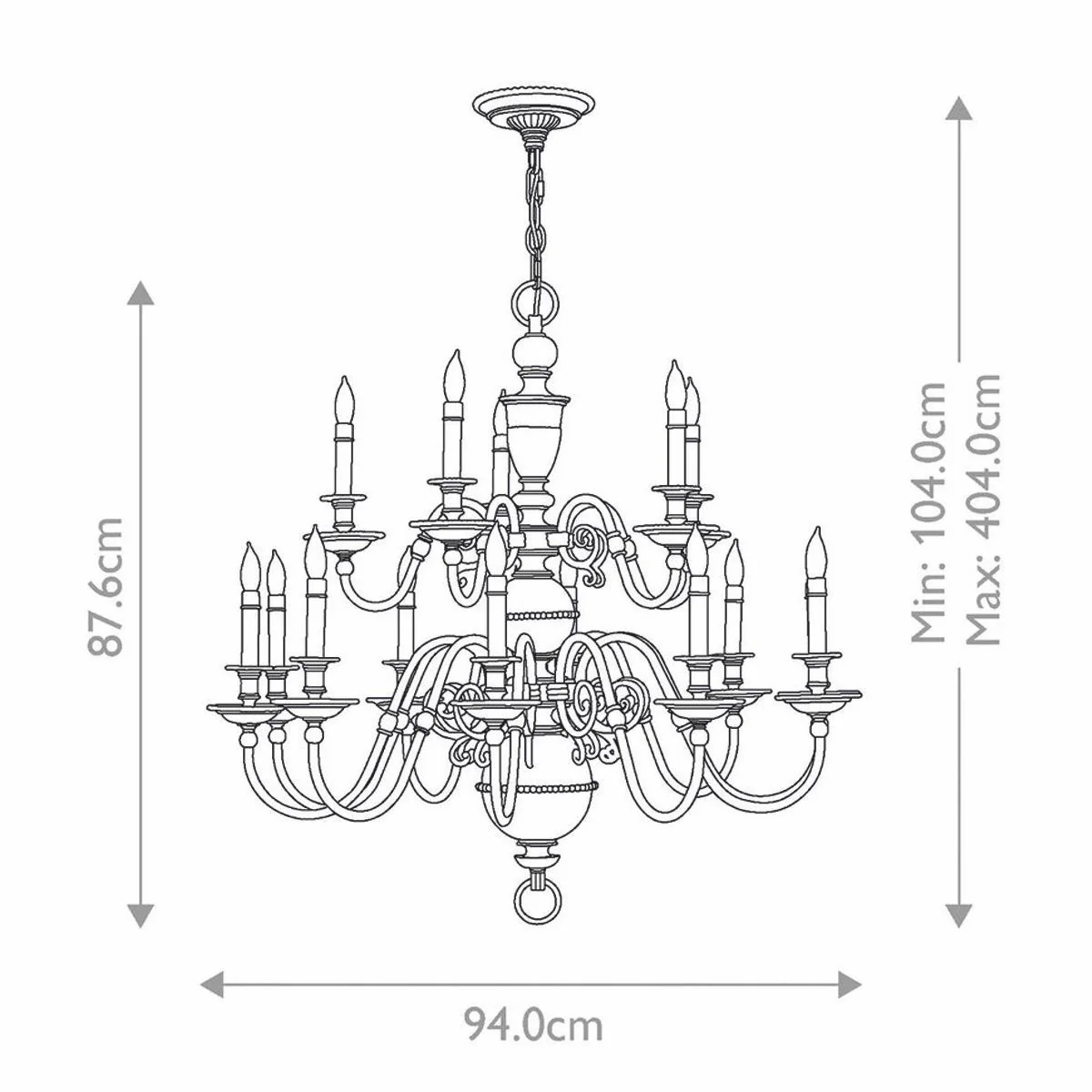 Luxury baroque brass chandelier Ø 94 x H. 87.6 cm - noble & magnificent