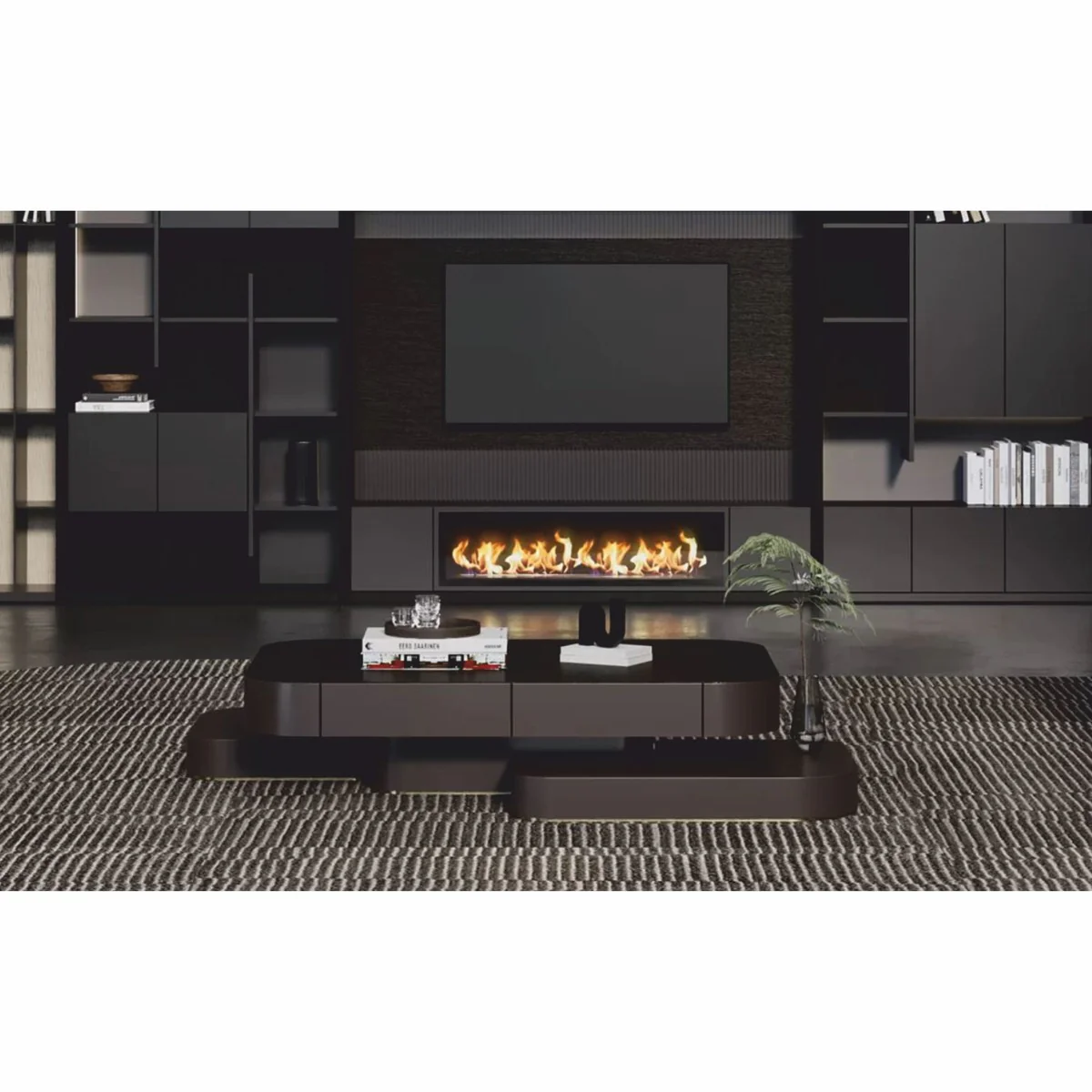 Luxury coffee table dark brown / brass 190 cm - living room & hotel furniture