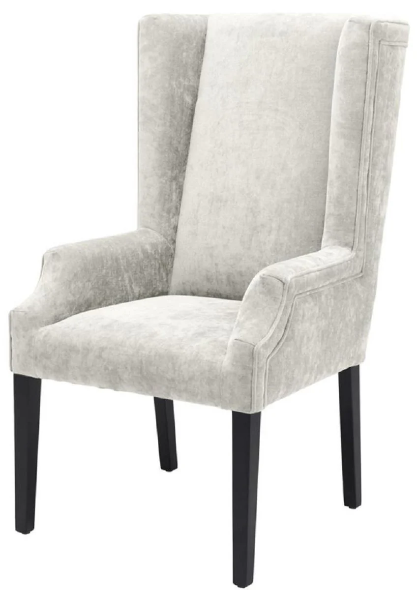 Luxury dining room chair light gray / black 63 x 76 x H. 115 cm - high-back dining chair with armrests