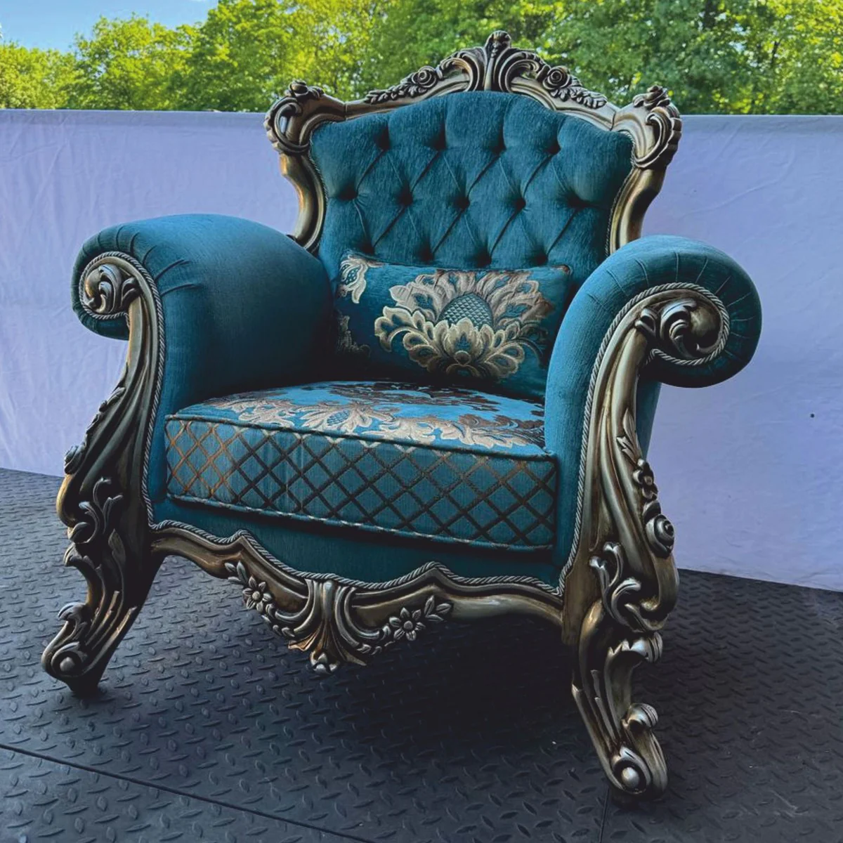 Luxury Baroque Living Room Set Turquoise / Silver - Baroque Style Furniture