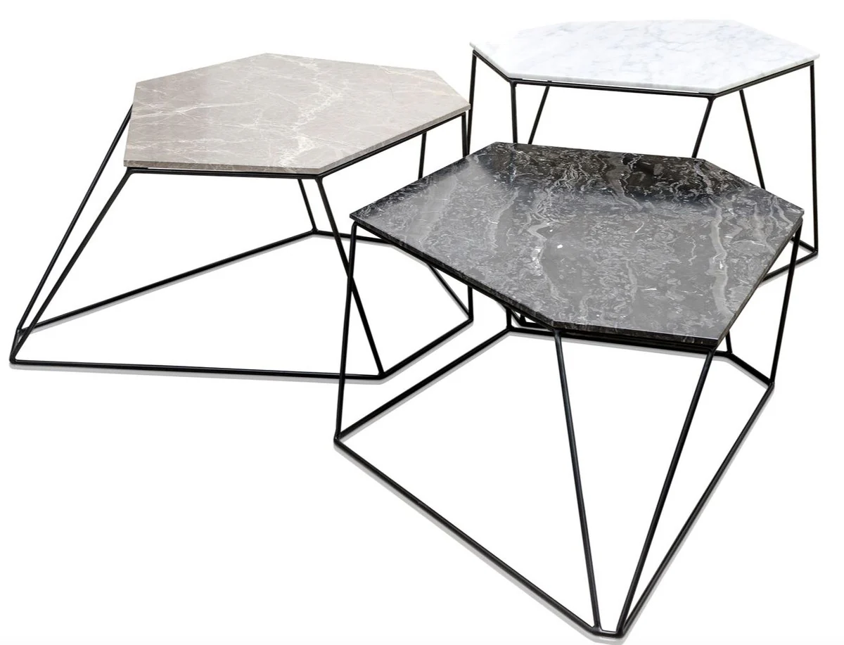 Designer coffee table set white / gray / black - luxury living room furniture