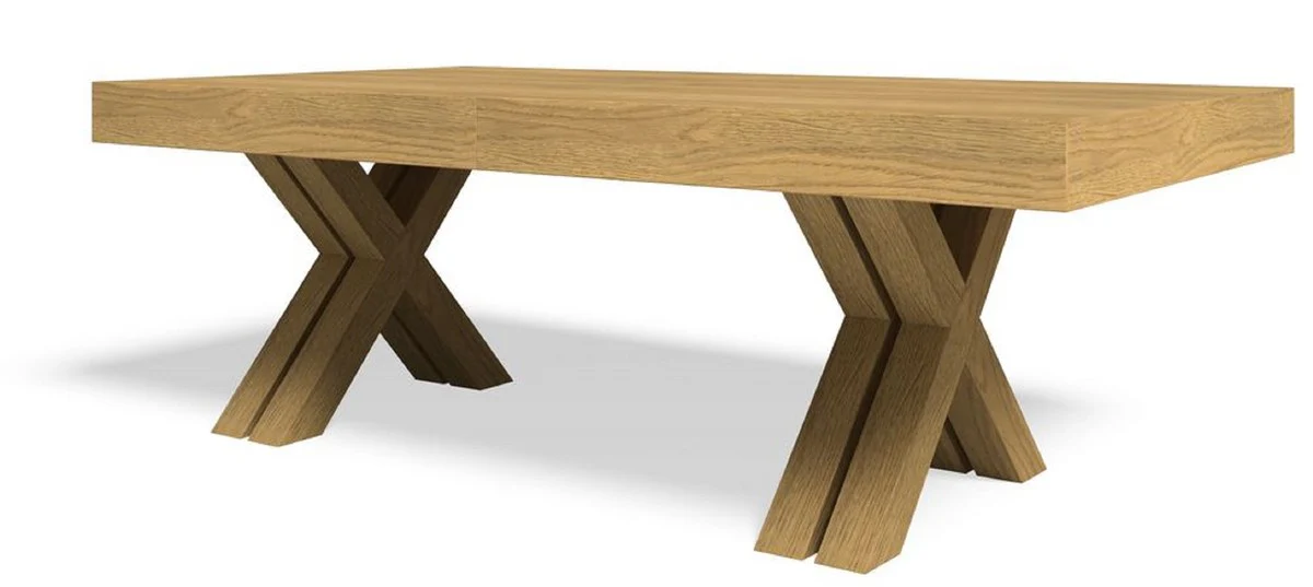 Luxury dining table natural colors 200-494 x 110 x H. 77 cm - Extendable solid wood conference table - Dining room furniture - Office furniture - Solid wood furniture - Luxury furniture