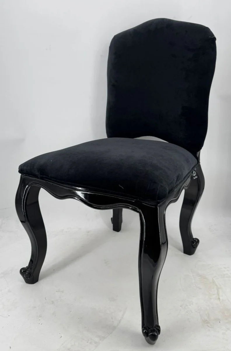 Luxus Barock Esszimmer Stuhl Castle mit Messing Löwengriff Schwarz - Barock Möbel