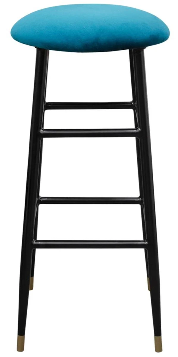 Luxury bar stool blue / black Ø 37 x H. 76 cm - bar chair with velvet fabric