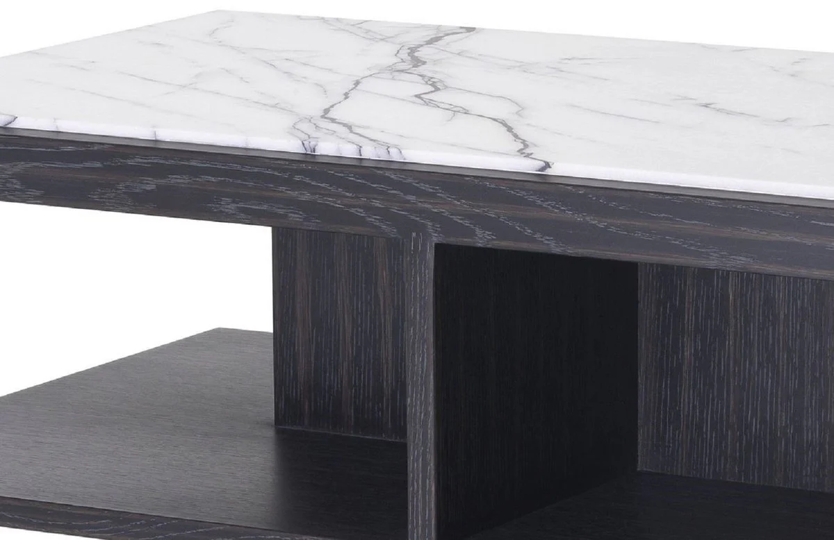 Luxury side table white / purple / anthracite gray 92 x 50 x H. 48 cm - solid wood table with marble top - living room furniture - luxury furniture