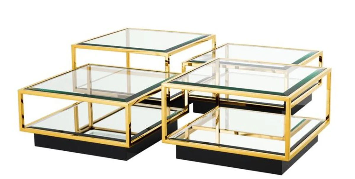 Art Deco Luxury Coffee Table Gold Set of 4 - Living Room Salon Table
