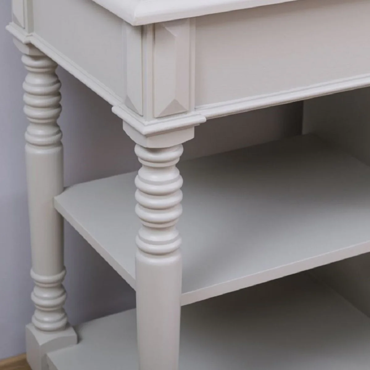 Country house style bathroom set gray / natural / multicolored - 1 double washbasin & 1 wall mirror - solid wood bathroom furniture in country house style