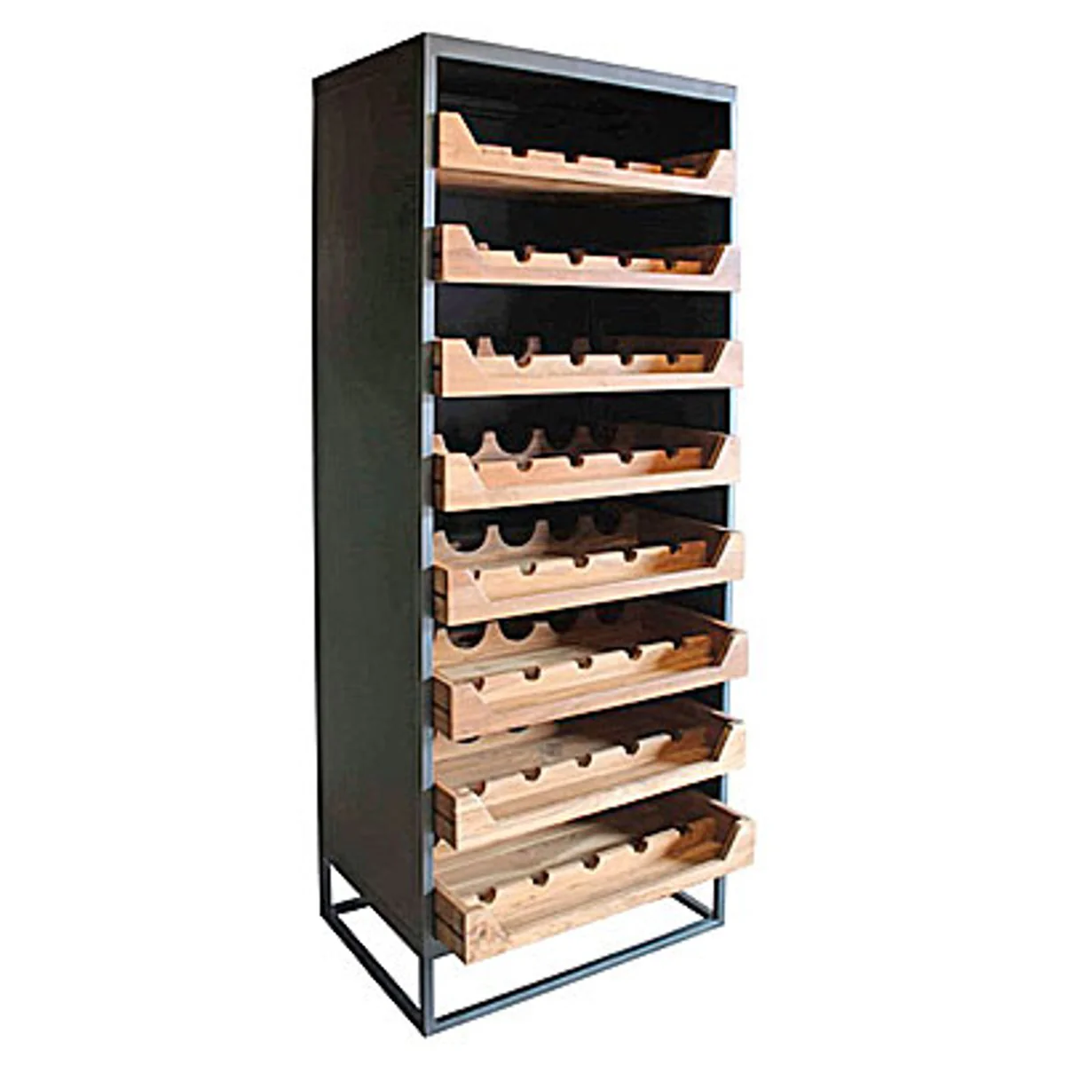 Industrial look wine cabinet 67x45x183cm metal / wood - wine rack