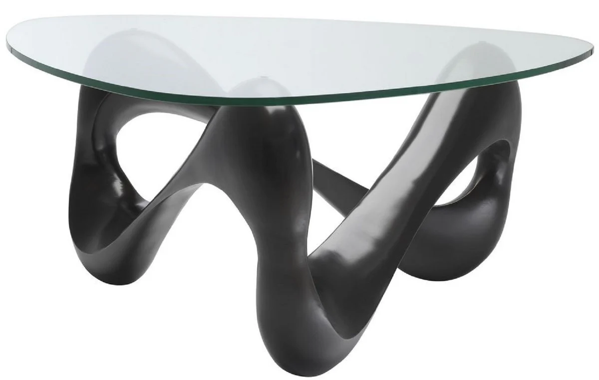 Designer coffee table bronze 100.5 x 98 x H. 43.5 cm - living room table with triangular glass top - luxury furniture