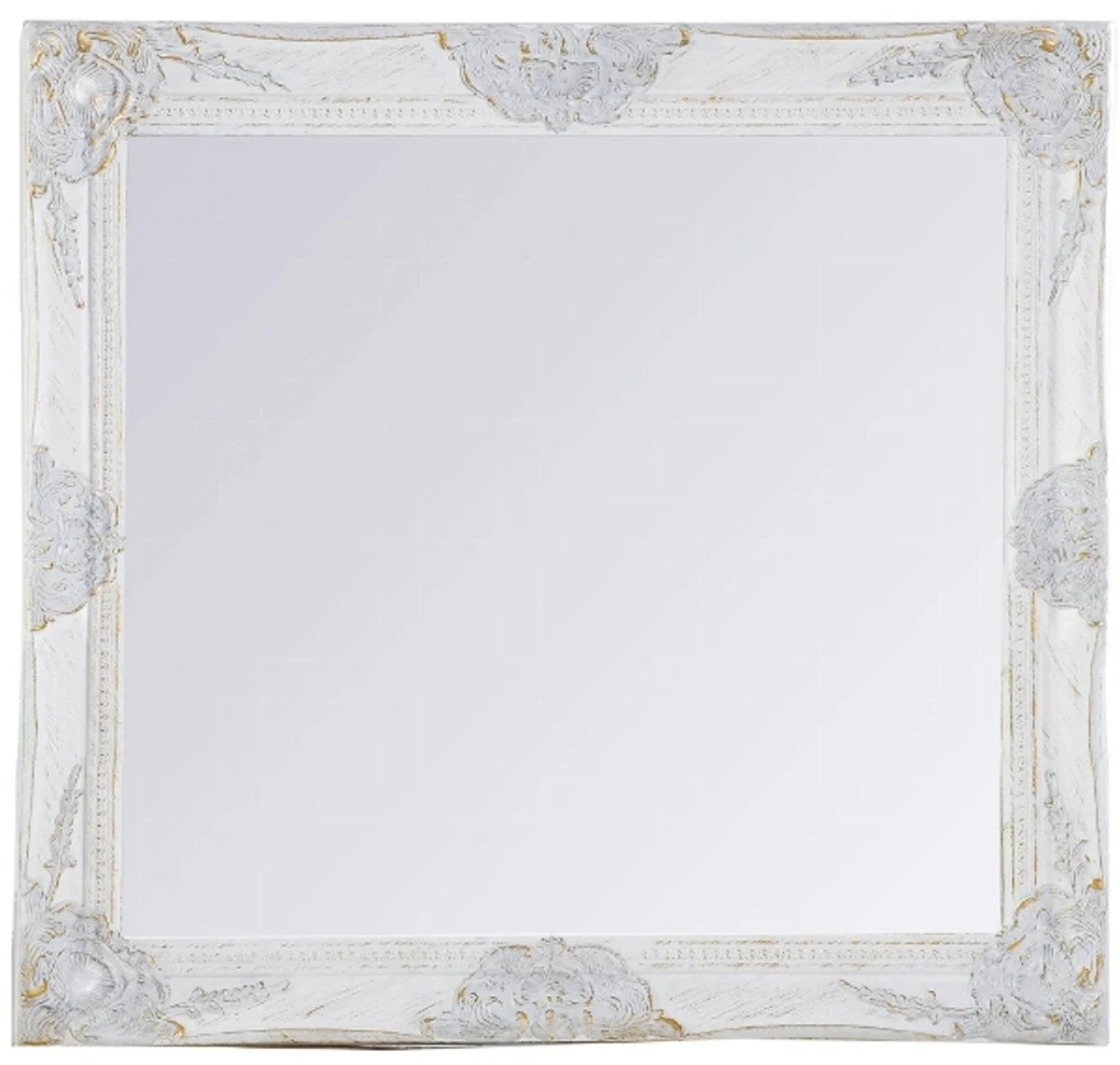 Baroque wall mirror white height 62 cm, width 52 cm - vintage look - handmade - facet cut