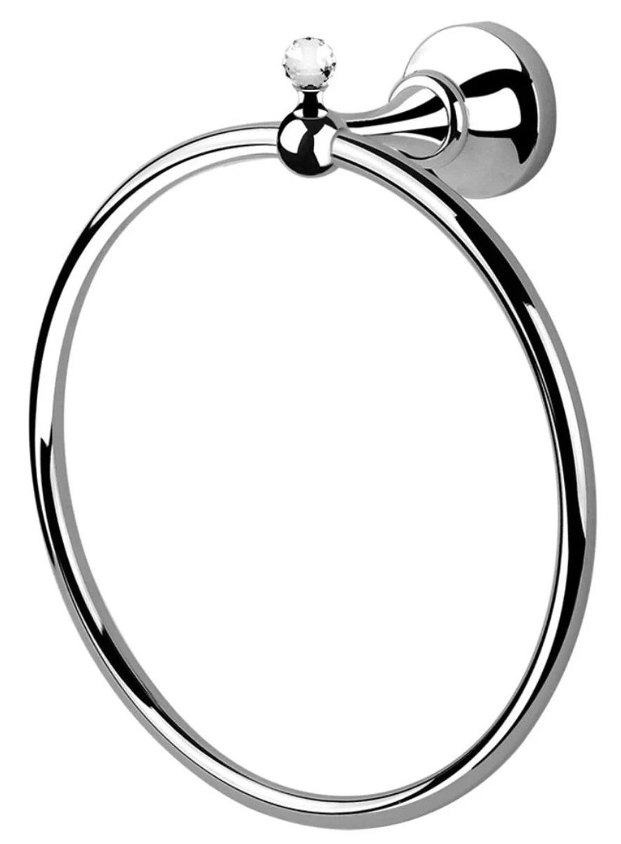 Luxury towel holder / towel ring with Swarovski crystal glass silver 20.2 x 9.3 x H. 22 cm - Luxury bathroom accessories Made in Italy