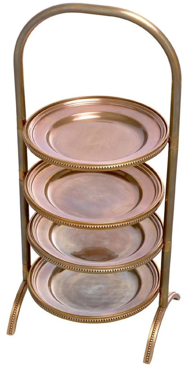 Luxus Etagere mit Tragegriff Vintage Messing 21 x 18,5 x H. 47,5 cm - Gastronomie Accessoires - Restaurant Accessoires - Hotel Accessoires - Luxus Accessoires - Luxus Qualität