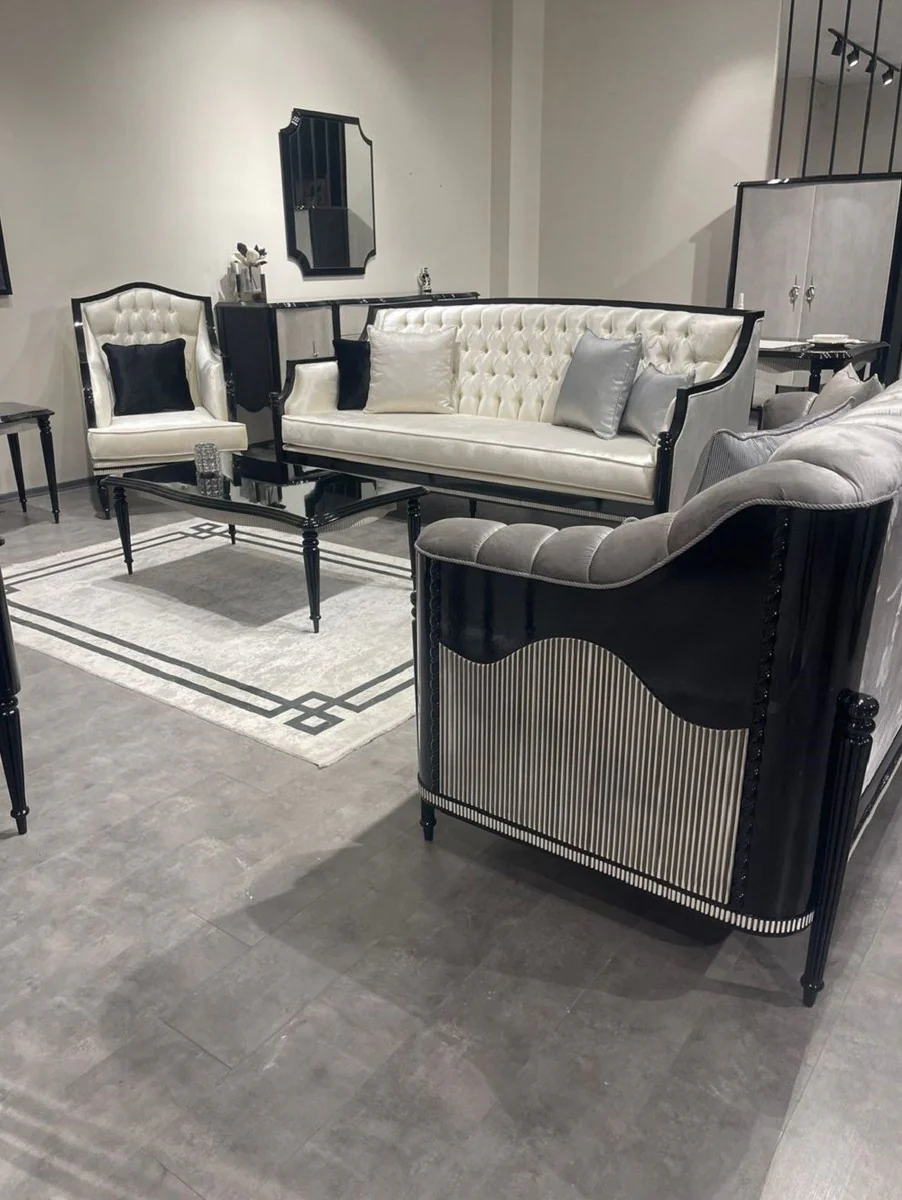 Luxury Baroque Living Room Sofa Gold / Black / Gray - Handmade Baroque Style Sofa - Luxury Living Room Furniture in Baroque Style - Baroque Furniture - Noble & Magnificent