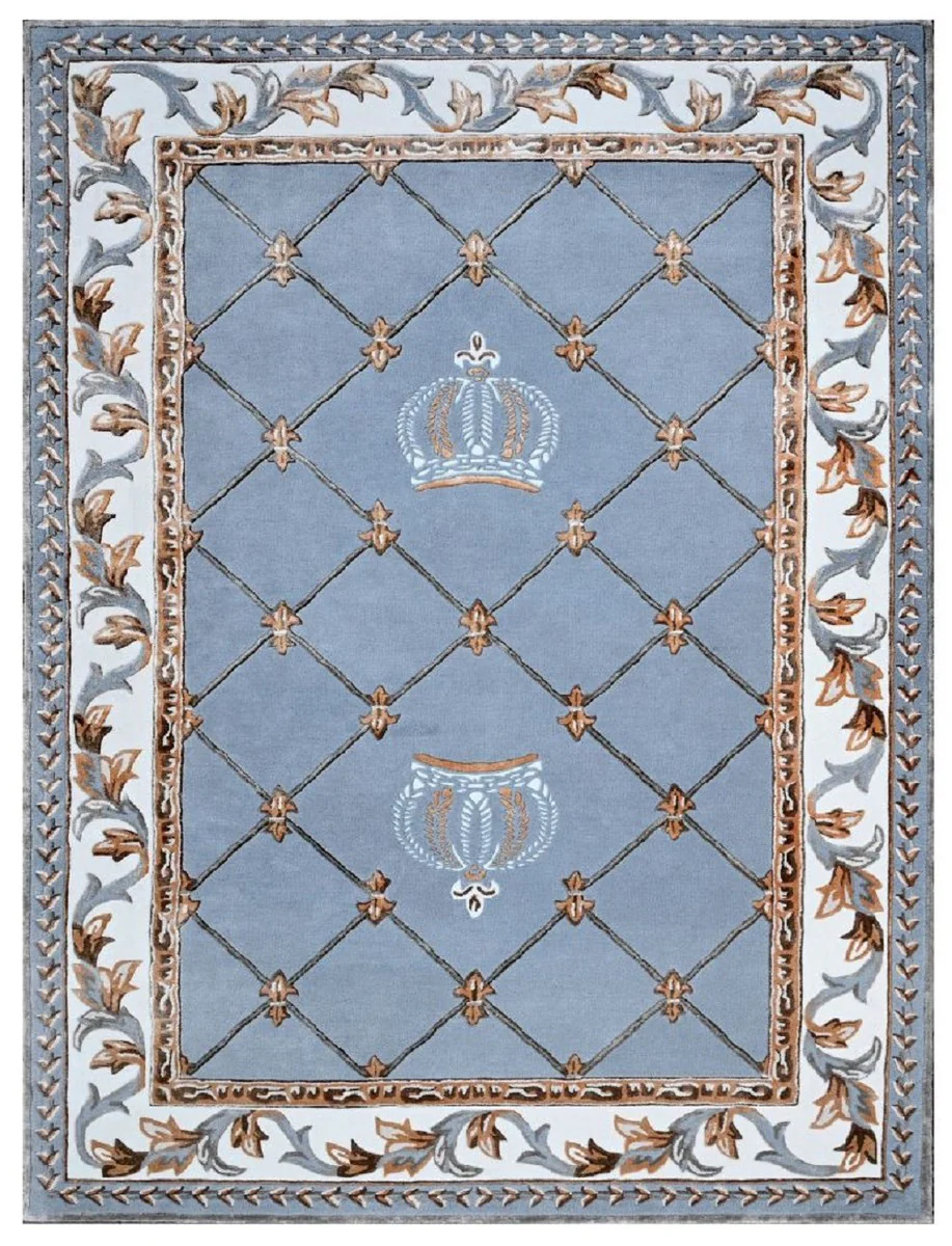 Pompöös by Luxury Baroque Carpet Crown by Harald Glööckler Blue 200 x 300 cm