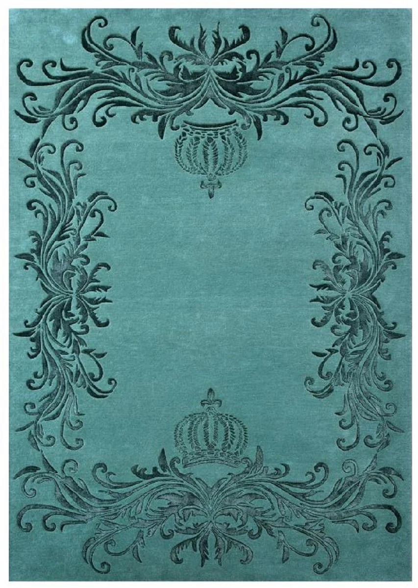 Pompöös by Luxury Baroque Carpet Crown by Harald Glööckler Green - Various Sizes