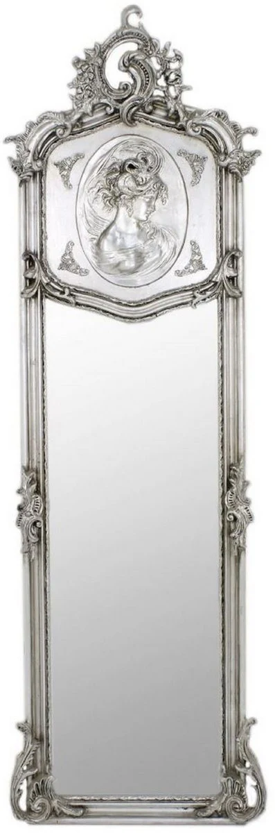 Baroque mirror silver 55 x H. 175 cm - handmade antique style wall mirror - full length mirror - cloakroom mirror - living room mirror - baroque furniture