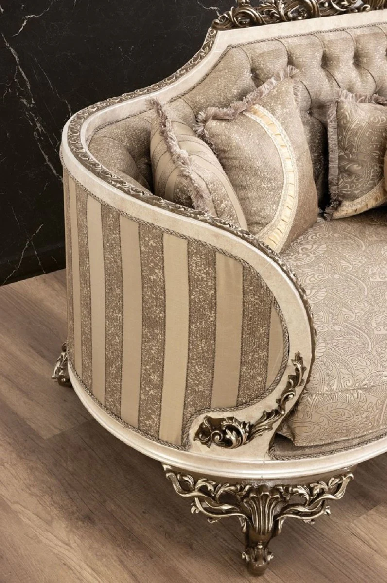 Luxury Baroque Living Room Set Beige / Cream / Brown / Gold - 2 Sofas & 2 Armchairs & 1 Coffee Table - Handmade Living Room Furniture in Baroque Style - Noble & Magnificent