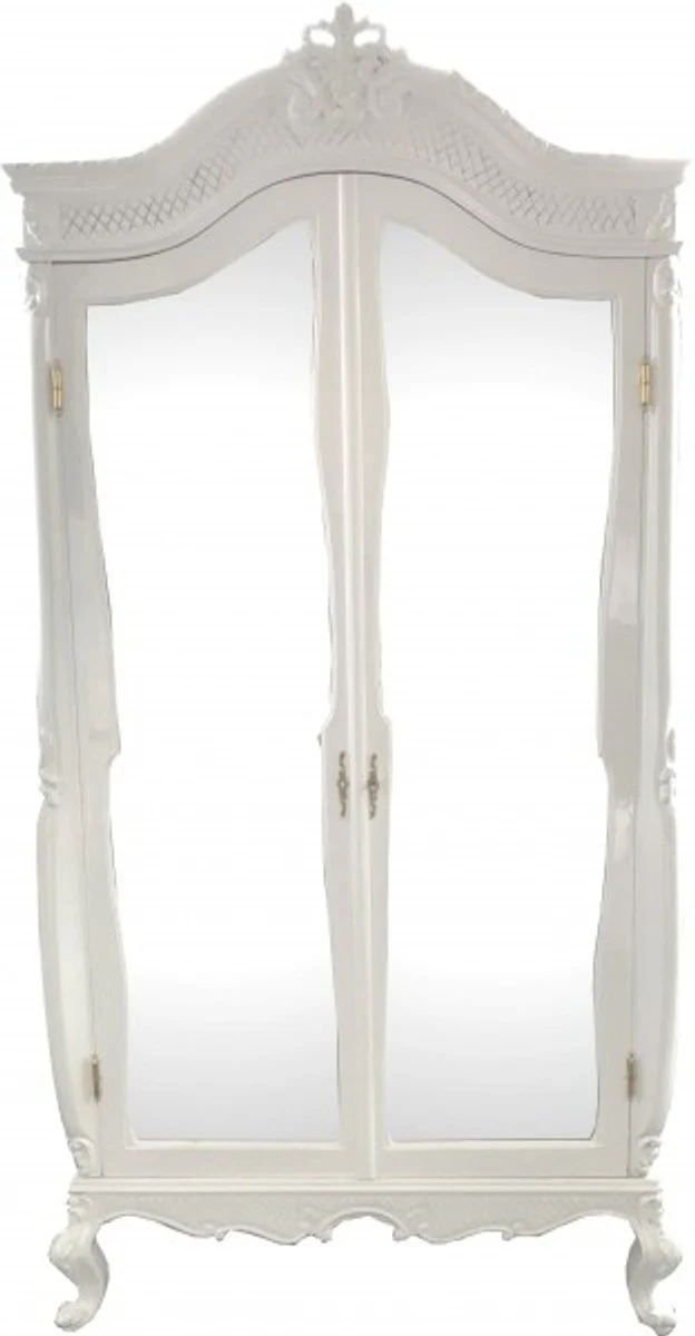 Baroque wardrobe white high gloss W 110 x H 230 cm bedroom cupboard - antique style