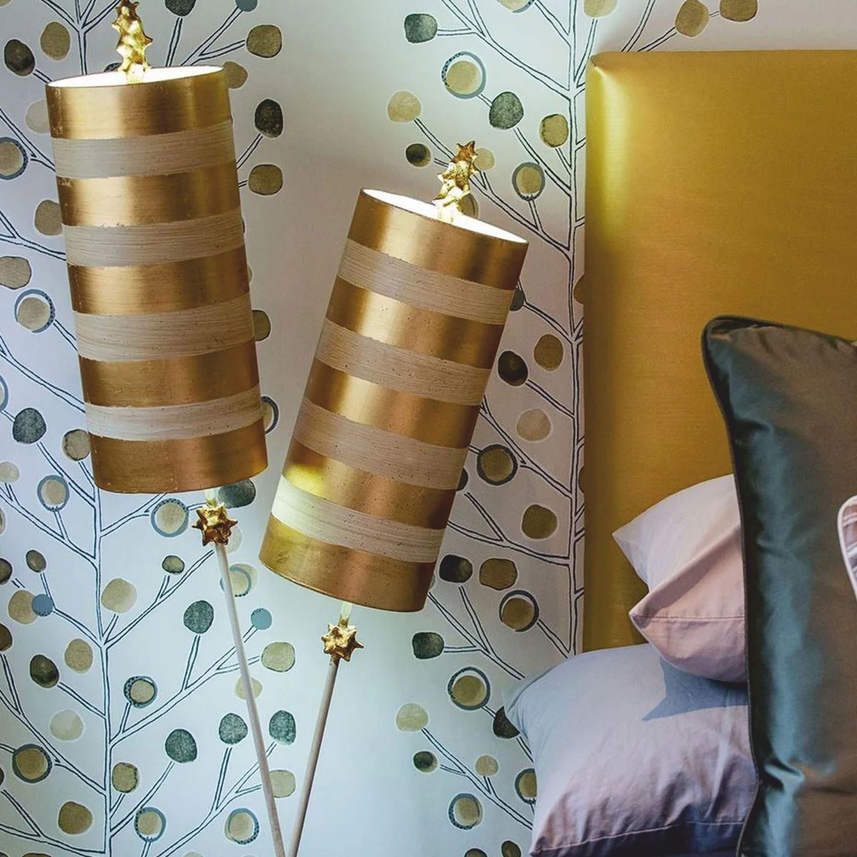 Luxury double table lamp gold / taupe H. 102.7 cm - Luxury Lights