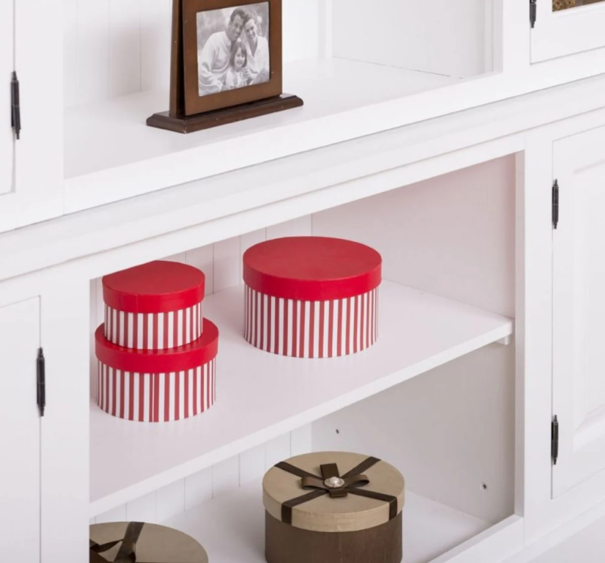 Country house style bookcase white 300 x 50 x H. 230 cm - solid wood cupboard - living room cupboard - office cupboard - country house style furniture