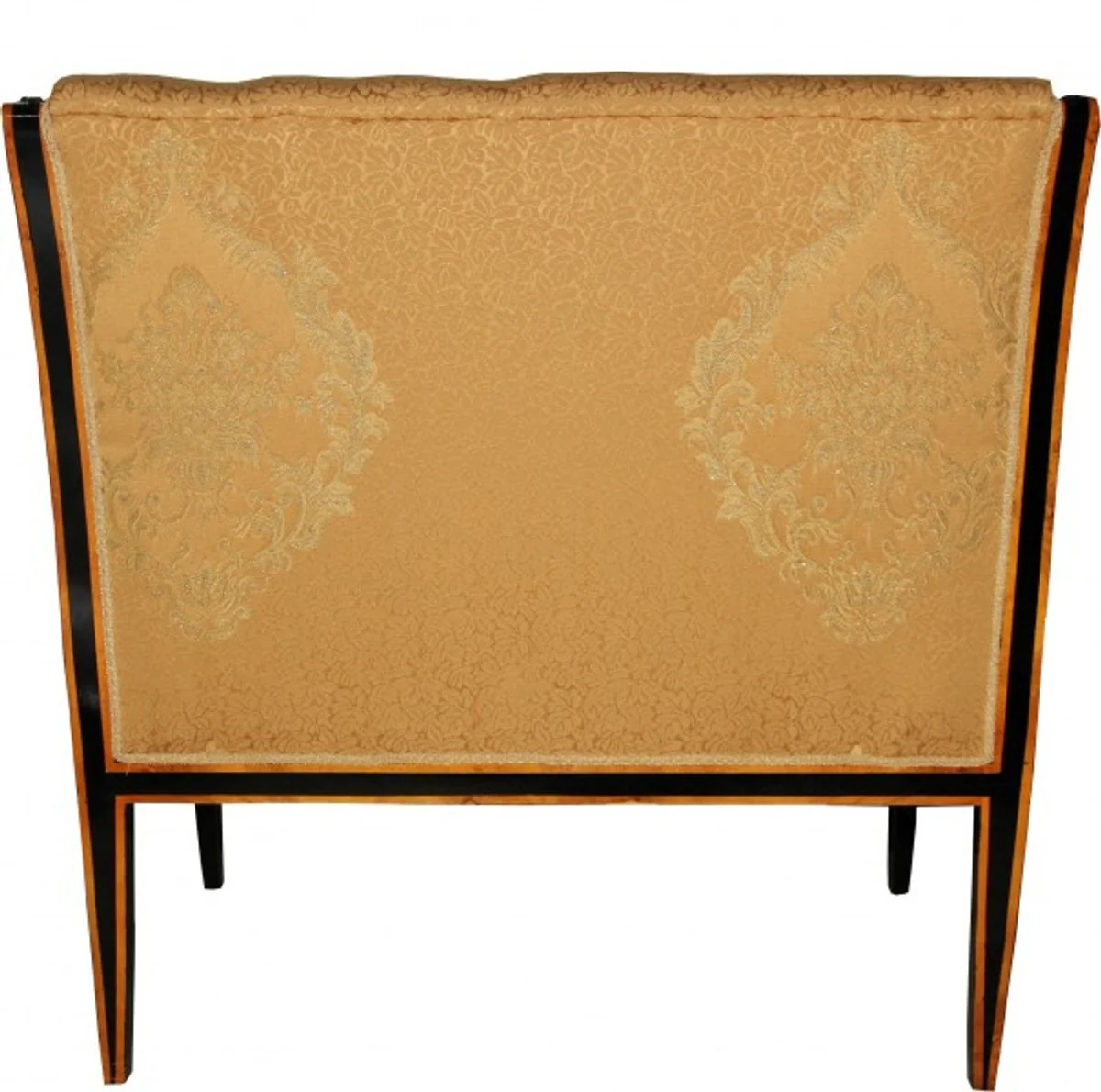 Baroque Empire Salon Set of 4 Gold Pattern / Black / Mahogany / Silver - Bench + 2 Armchairs + Coffee Table