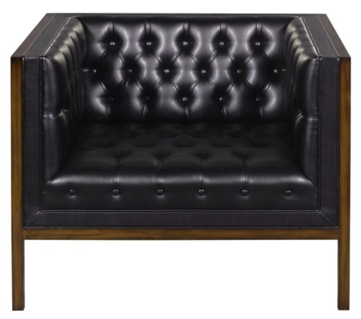 Chesterfield genuine leather armchair black / brown 91 x 78 x H. 72 cm - Hotel Furniture