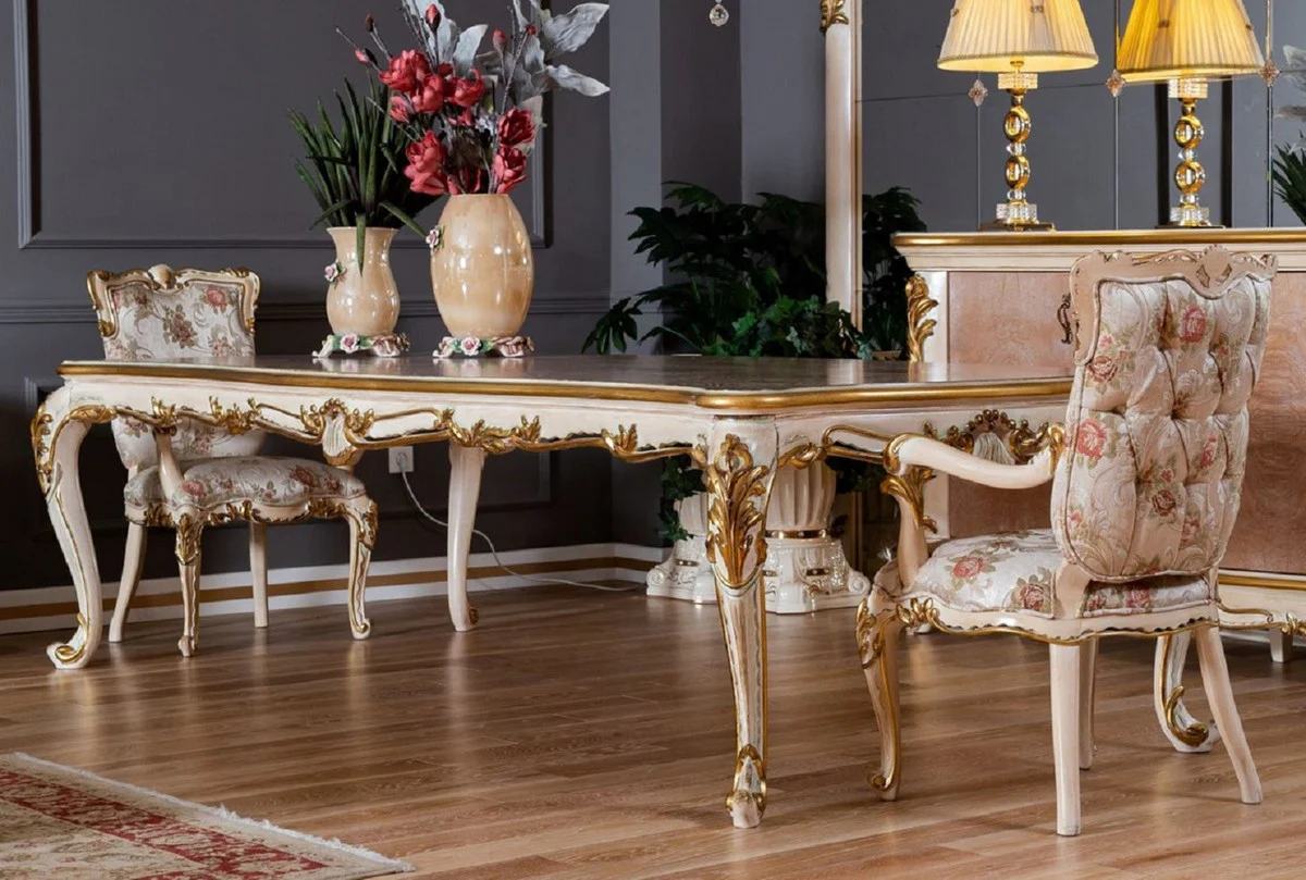 Pompöös by Luxury Baroque Dining Room Set Provence Beige / White / Gold - Pompöös Baroque style dining room furniture designed by Harald Glööckler