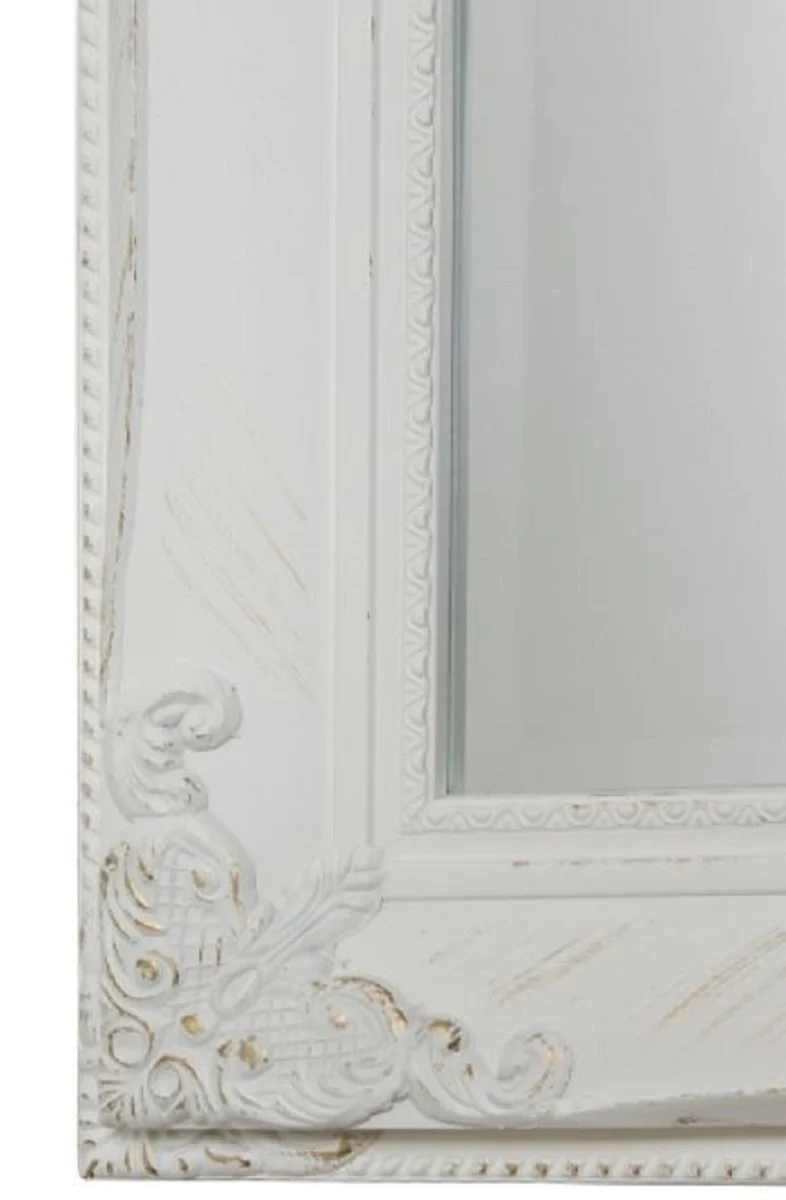 Baroque wall mirror white 72 x H. 132 cm - Handcrafted baroque mirror with wooden frame and beautiful decorations