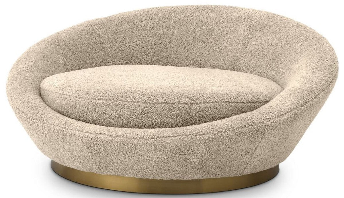 Luxury sofa sand color / brass Ø 147 x H. 74 cm - Round living room sofa - Round sofa - Living room furniture