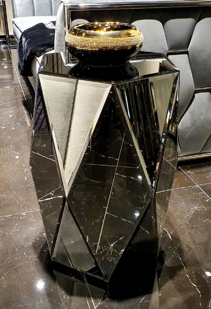 Luxury side table 35 x 35 x H. 50 cm - Mirrored side table - Mirrored luxury living room furniture